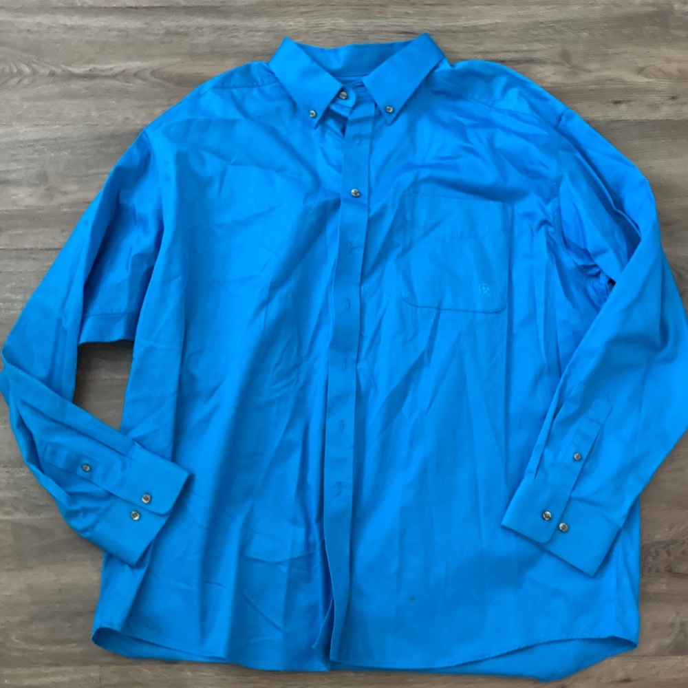 Ariat Button-Down Dress Shirt - Bright Blue Sz XXL - Picture 2 of 6